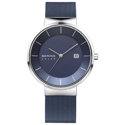 Image of Bering Solar 39mm Solar Powered Casual Watch - Blue/Silver