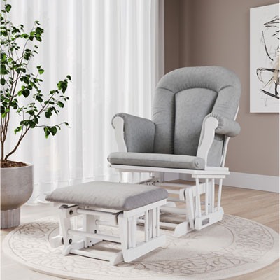 Image of Child Craft Forever Eclectic Cozy Glider Glider and Ottoman Set - Matte White/Light Grey