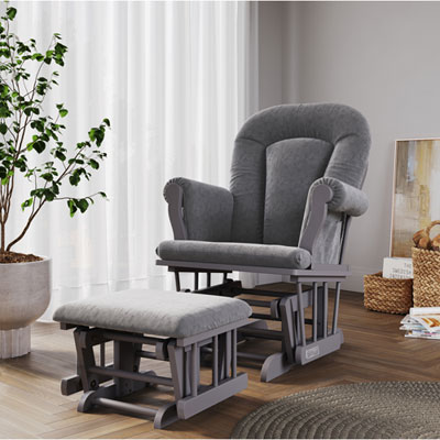 Image of Child Craft Forever Eclectic Cozy Glider Glider and Ottoman Set - Cool Grey/Dark Grey