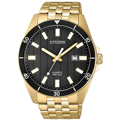 Image of Citizen Quartz Quartz Watch 42mm Men's Watch - Two-Tone, Resin Case, Gold-Tone Bracelet & Black Dial