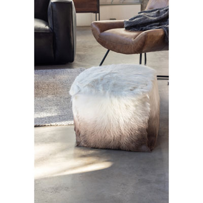 Image of Goat Transitional Polyester Poufs - Ivery