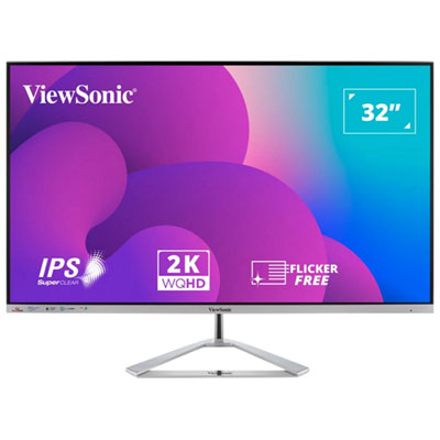 ViewsSonic 32" 2K HD 75Hz 4ms GTG IPS LED Monitor (VX3276-2K-MHD) - Silver Great WFH monitor