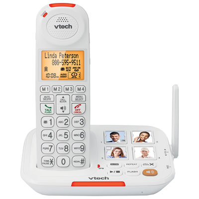 Image of VTech CareLine 1-Handset DECT 6.0 Cordless Phone with Answering System (SN5127) - White