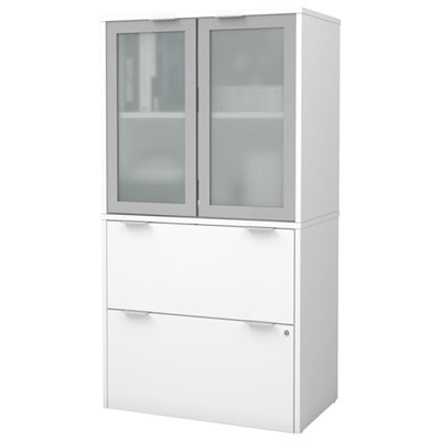 i3 Plus 2-Drawer Lateral File Cabinet with Storage - White