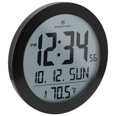 Image of Marathon Digital Round Wall Clock - Black