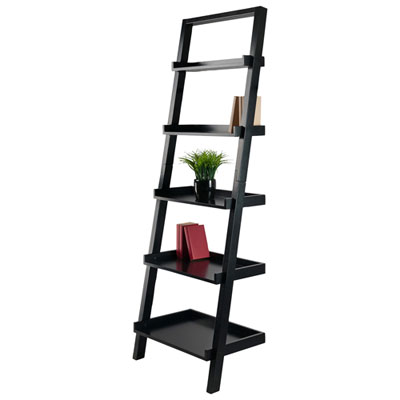 Image of Bellamy 69   5-Shelf Solid Wood Leaning Shelf - Black