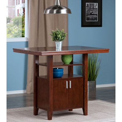 Image of Albany High Table Transitional Kitchen Island - Walnut