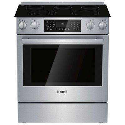 Bosch 30" 4.6 Cu. Ft. True Convection 5-Element Slide-In Electric Range (HEI8056C) - Stainless Steel BOSCH 800 Series Electric Slide-in Range HEI8056C