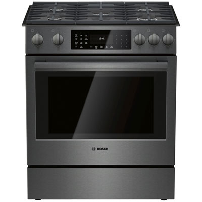 Bosch 30" 4.8 Cu. Ft. True Convection 5-Burner Slide-In Gas Range (HGI8046UC) - Black Stainless 