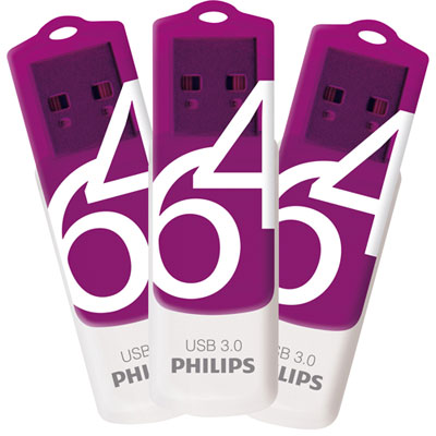 Image of Philips Vivid 64GB USB 3.0 Flash Drive - 3 Pack - Only at Best Buy