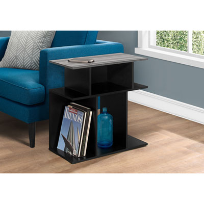 Monarch Contemporary Rectangular Accent Table with Shelves - Black