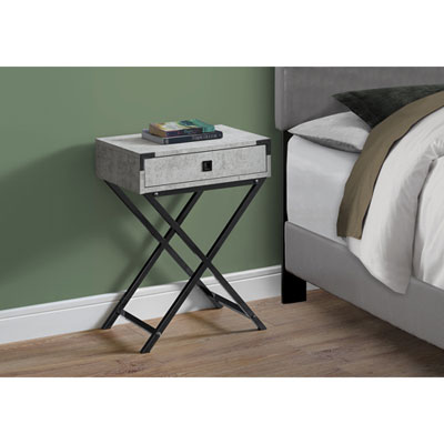 Monarch Retro Glam Rectangular Accent Table with Drawer - Grey Cement/Black