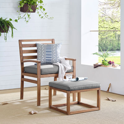 Image of Winmoor Home Outdoor Chair with Ottoman - Brown/Grey