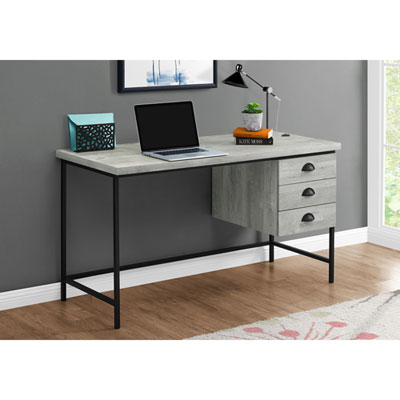 Image of Monarch Contemporary Computer Desk with Drawers - Grey/Black
