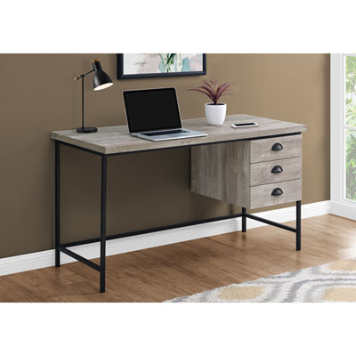 Image of Monarch Contemporary Computer Desk with Drawers - Taupe/Black