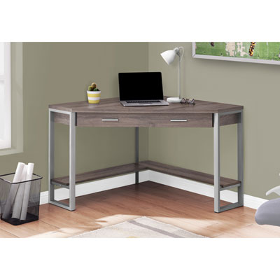 Image of Monarch Contemporary Computer Corner Desk - Dark Taupe/Silver