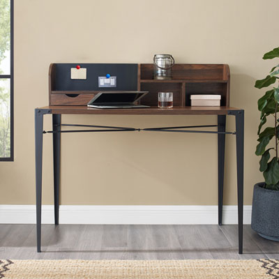 Image of Winmoor Home Modern Writing Desk with Hutch - Dark Walnut