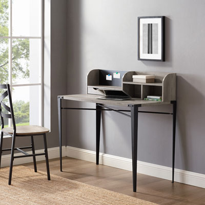 Image of Winmoor Home Modern Writing Desk with Hutch - Grey Wash