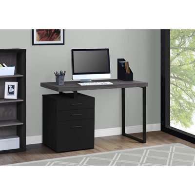 Image of Monarch Computer Desk with Drawers - Black/Grey