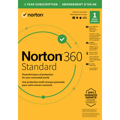 Image of Norton 360 Standard (PC/Mac) - 1 Device - 10GB Cloud Backup - 1-Year Subscription