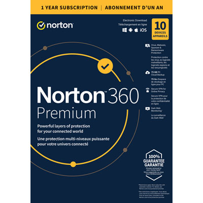 Image of Norton 360 Premium (PC/Mac) - 10 Devices - 75GB Cloud Backup - 1-Year Subscription