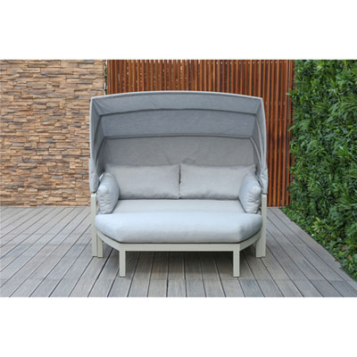 Image of Seychelle Day Bed with Ottoman & Cushions - Light Grey