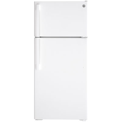 GE 28" 16.6 Cu. Ft. Top Freezer Refrigerator (GTE17GTNRWW) - White Good starter fridge with basic functions