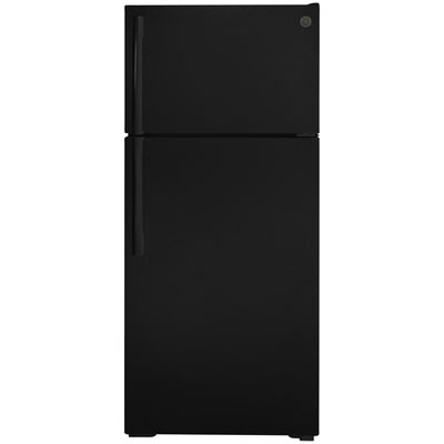 Image of GE 28   16.6 Cu. Ft. Top Freezer Refrigerator (GTE17GTNRBB) - Black