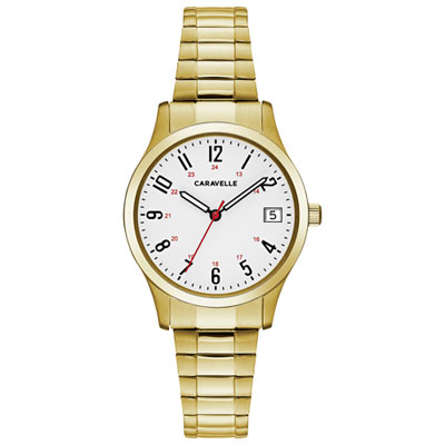 Image of Caravelle 30mm Women's Casual Watch - Gold/White