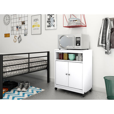 Image of Landry Contemporary Mobile Microwave Cart - White