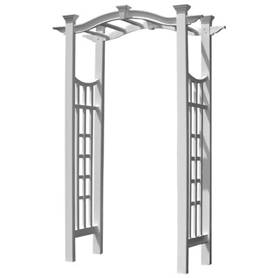 Image of New England Arbor Vinyl 94   Arched Arbor - White