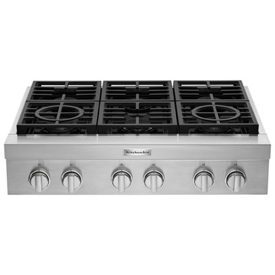 Image of KitchenAid 36   6-Burner Gas Cooktop (KCGC506JSS) - Stainless Steel