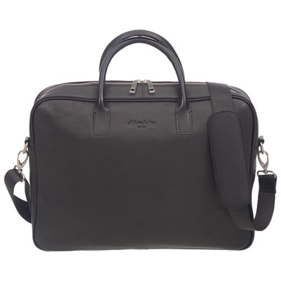 Image of Club Rochelier Leather Convertible Messenger Briefcase - Black