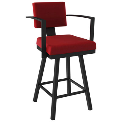 Akers Modern Bar Height Barstool - Red/Black