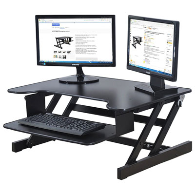 Image of Rocelco ADR Standing Desk Riser with Keyboard Tray - Black