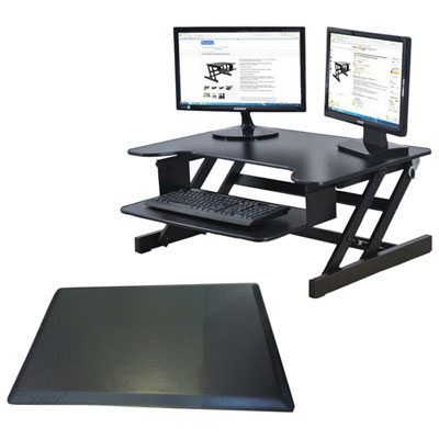 Image of Rocelco ADR Standing Desk Riser & Anti-Fatigue Mat - Black