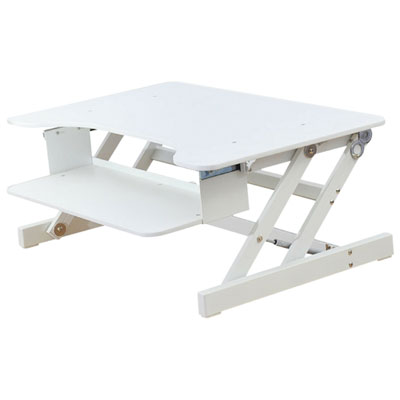 Image of Rocelco ADR Standing Desk Riser with Keyboard Tray - White