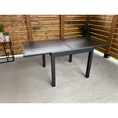 Image of Bayview Traditional 6-Seating Rectangular Extension Patio Dining Table - Black