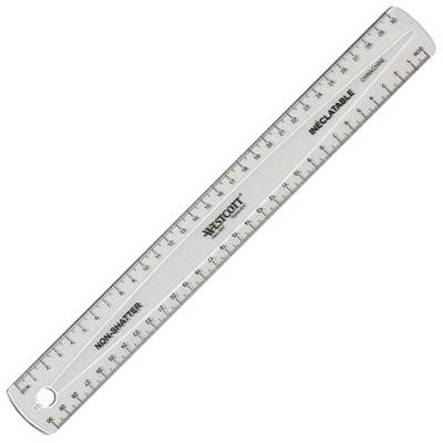 Westcott 11.8" (300 mm) Transparent Nonshatter Ruler - Clear