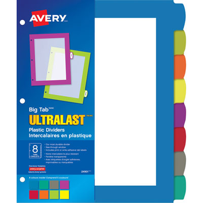 Séparateurs En Plastique Big Tab Ultralast D'avery (24901) - Ensemble De 8