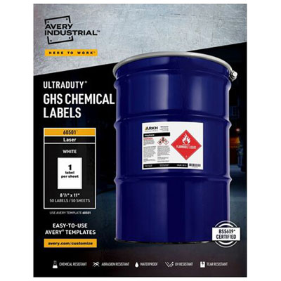 Avery UltraDuty GHS Chemical Labels (60501) - 50 Pack