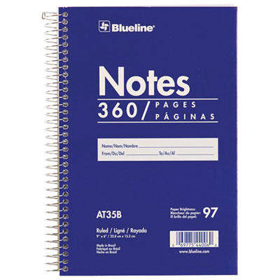 Blueline 9" x 6" White Paper Wirebound Steno Pad - 360 Sheets