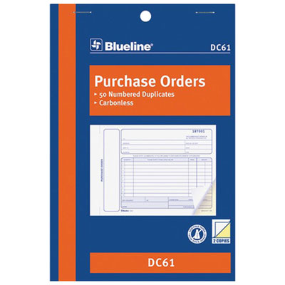 Livret De Bons De Commande De 8 X 5 3/8 Po De Blueline - 50 Feuilles - Couverture Bleue