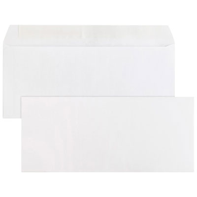 Business Source 9 1/2" x 4 1/8" Plain Peel/Seal Business Envelopes - 500 / Box - White