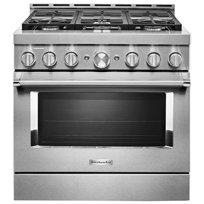 KitchenAid 36" 5.1 Cu. Ft. True Convection 6-Burner Freestanding Gas Range (KFGC506JSS) - Stainless I bought a Kitchenaid appliance package for my new home and though still brand new, I’m impressed with each appliance