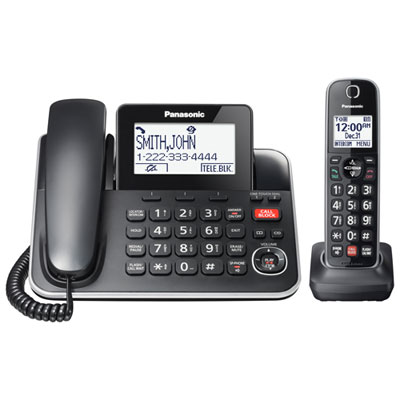 Panasonic 1-Handset DECT 6.0 Corded/Cordless Phone with Answering Machine (KXTGF870B) Good phone