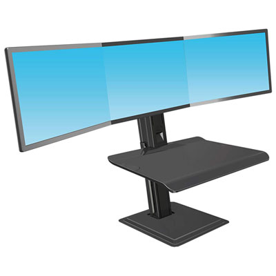 Image of North Bayou Ergonomic Standing Desk with Triple Monitor Integration - Black