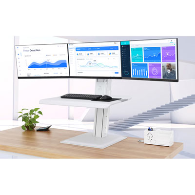 Image of North Bayou Ergonomic Standing Desk with Triple Monitor Integration - White