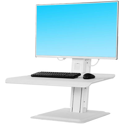 Image of North Bayou Ergonomic Standing Desk with Single Monitor Integration - White