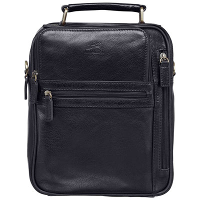 Image of Mancini Arizona Leather Large Crossbody Bag - Black